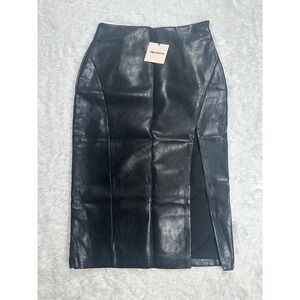 Superdown Black Faux Leather Pencil Skirt